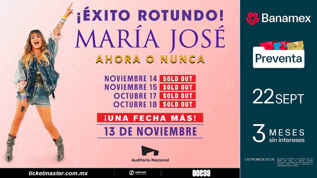 María José suma quinta fecha en el Auditorio&nbsp;Nacional